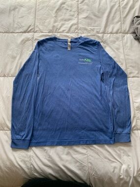 Source Unknown Blue Long-Sleeve Crewneck Tee with Small Chest Logo